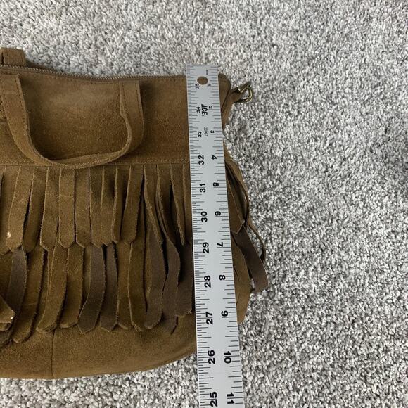 Madewell Handbag Womens Brown Suede Fringe Crossbody Shoulder Boho Tote Purse - Picture 5 of 7